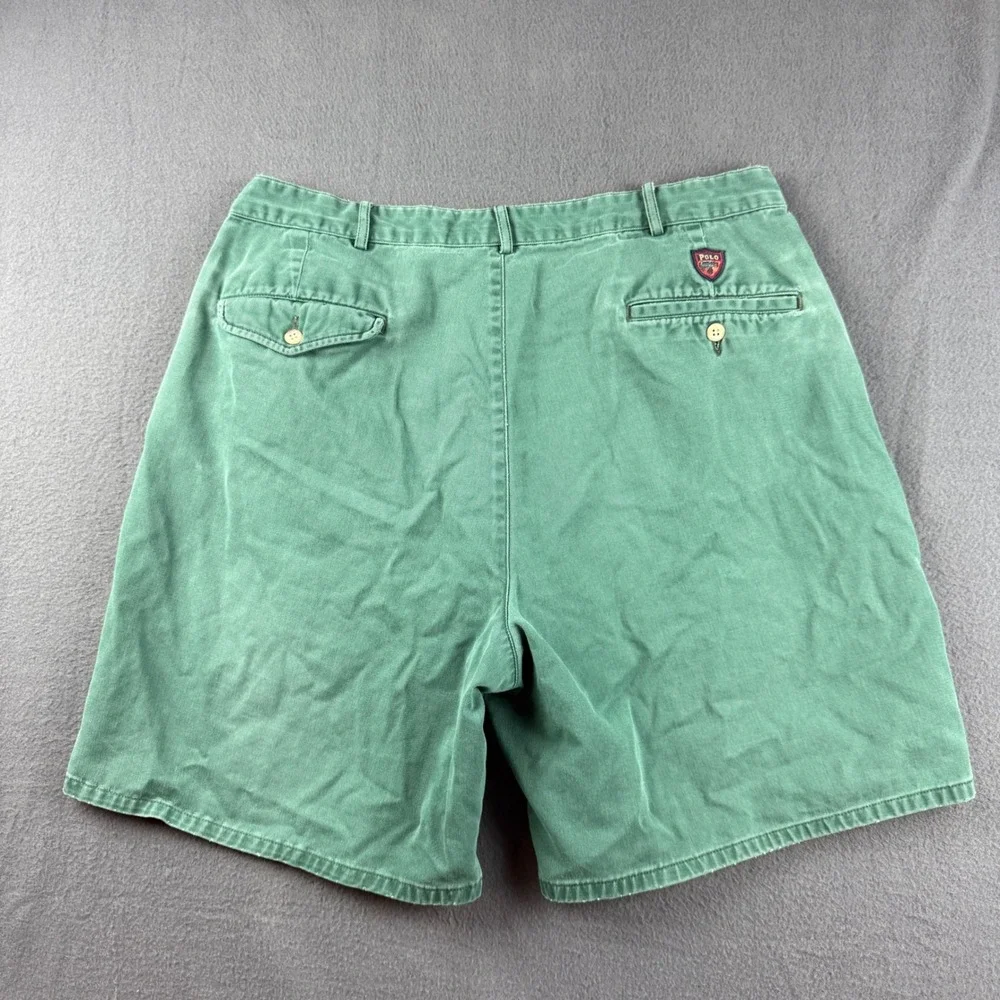 Vintage USA Polo Ralph Lauren Shorts Men's 35 Green Double Pleated Classic Golf